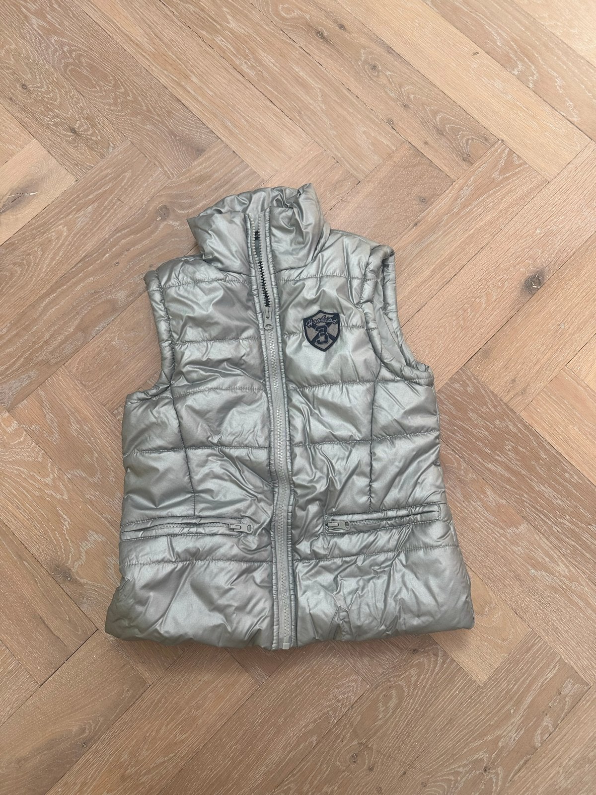 Zilveren gewatteerde bodywarmer voor kinderen, Ophalen of Verzenden, Gebruikt, Jongen of Meisje, Jas