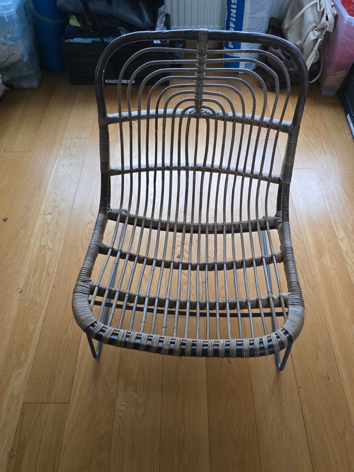 Lage rotan stoel - Zithoogte 30cm, breedte 60cm, Huis en Inrichting, Stoelen, Ophalen, Bruin, Riet of Rotan, Zo goed als nieuw