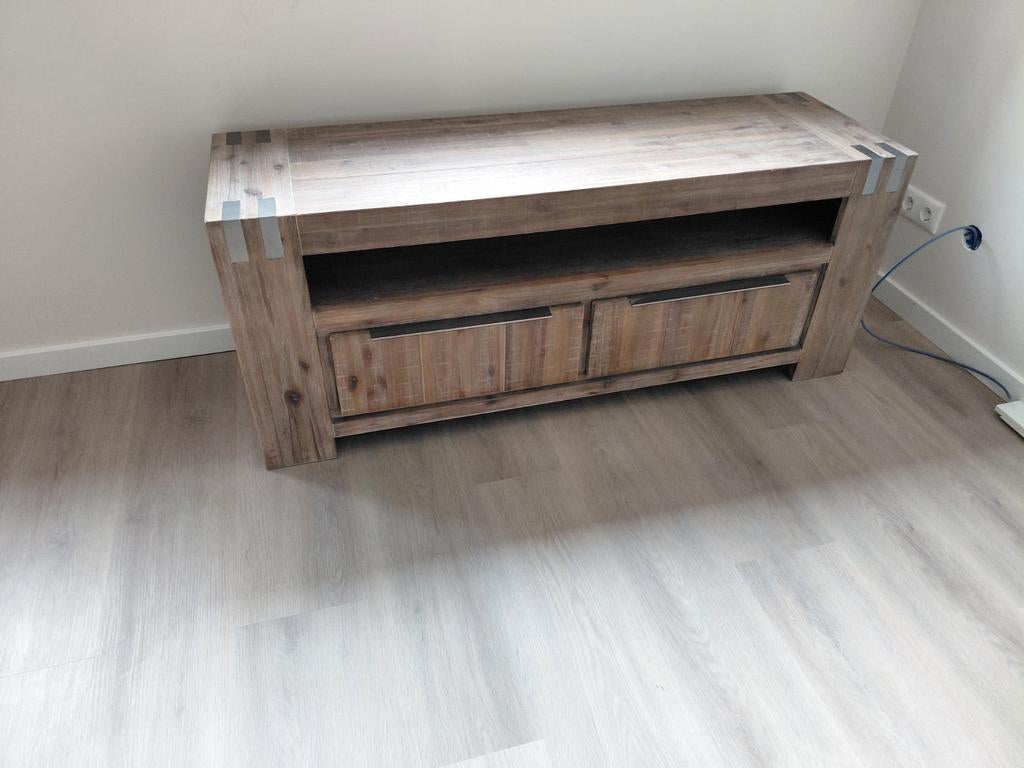 Pronto Bassano TV Meubel acaciahout robuust, Huis en Inrichting, Kasten | Televisiemeubels, 100 tot 150 cm, Modern, Industrieel
