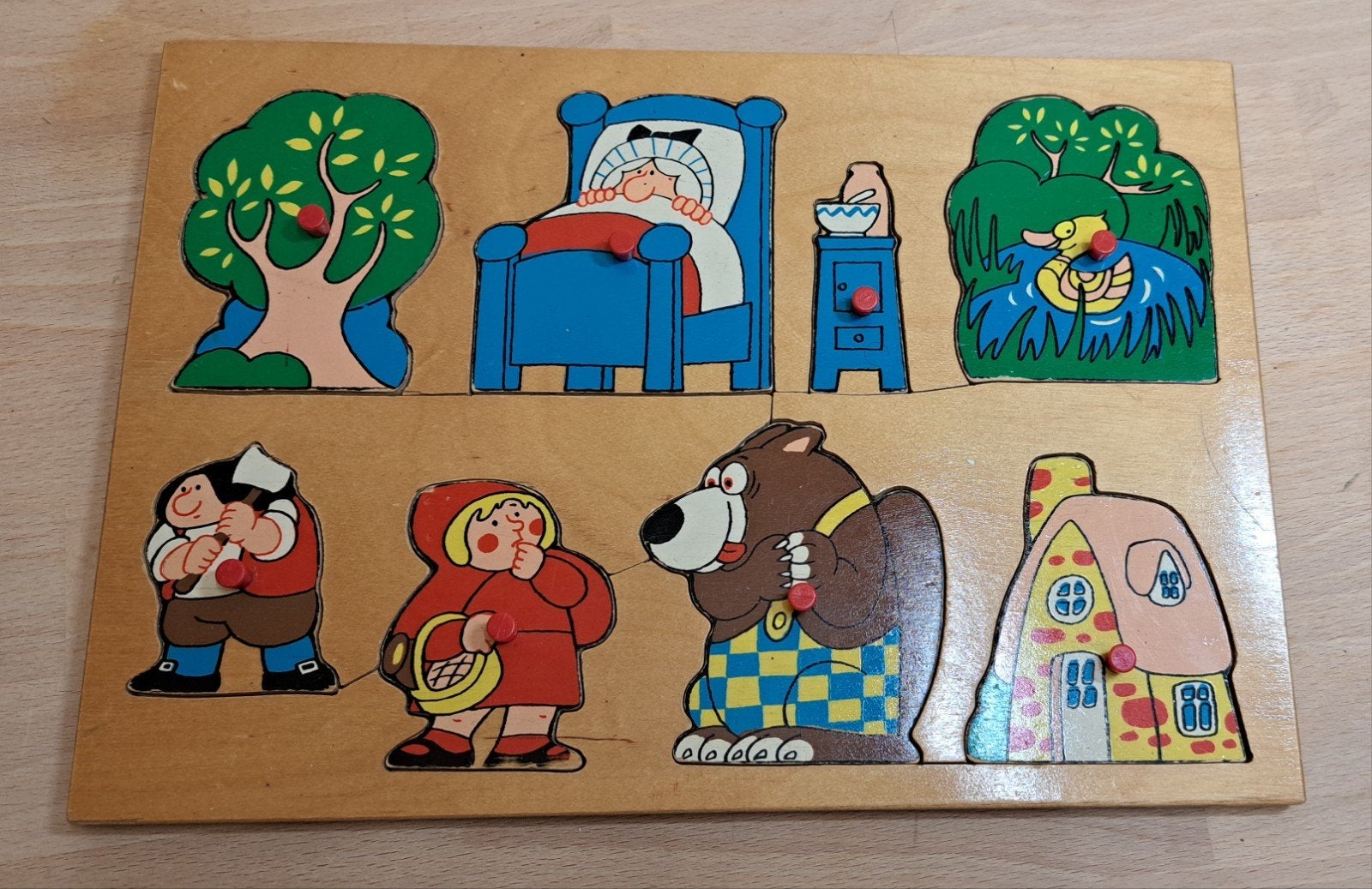 Houten puzzel - Roodkapje, Gebruikt, Ophalen of Verzenden, Van hout, Minder dan 10 stukjes