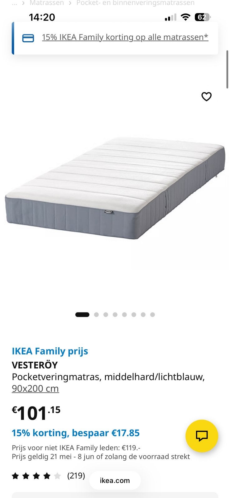 Vesteröy matras, Ophalen, Zo goed als nieuw, Eenpersoons