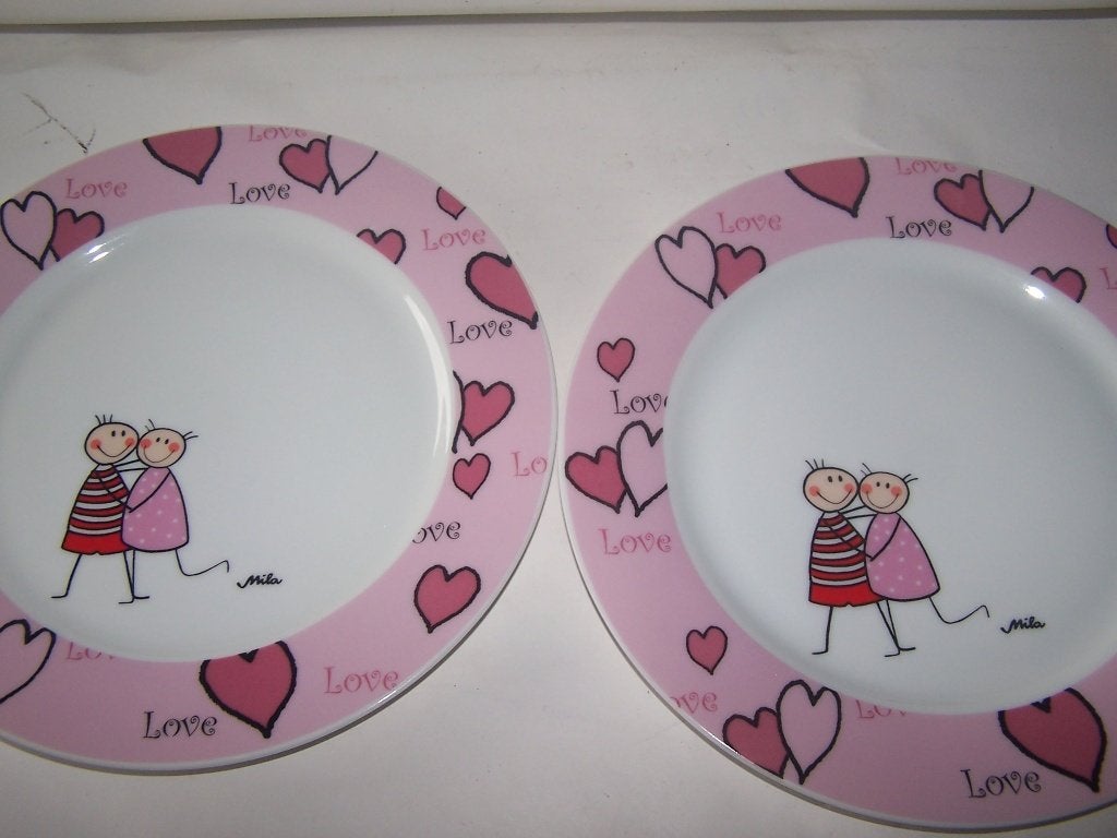 Mila Love borden - set van 2, Overige merken, Verzenden, Keramiek, Zo goed als nieuw