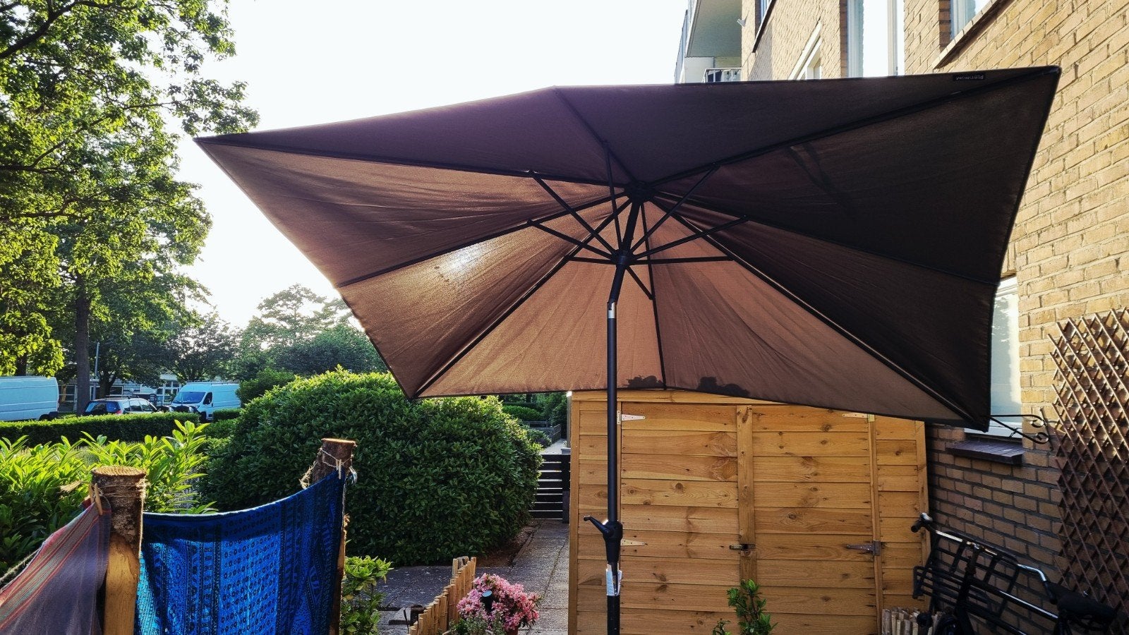 Rechthoekige  platinum Riva stokparasol, Ophalen of Verzenden, Nieuw