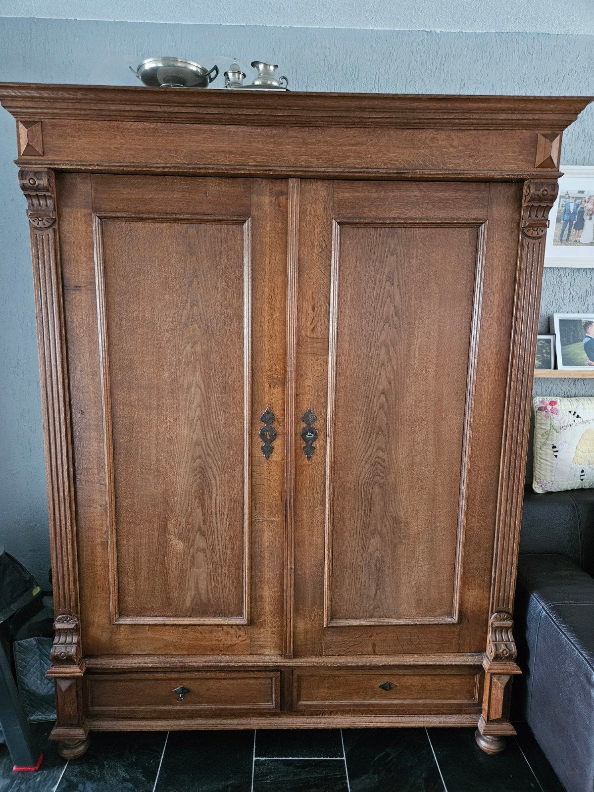 Brocante vintage oude servieskast eiken, Antiek en Kunst, Ophalen