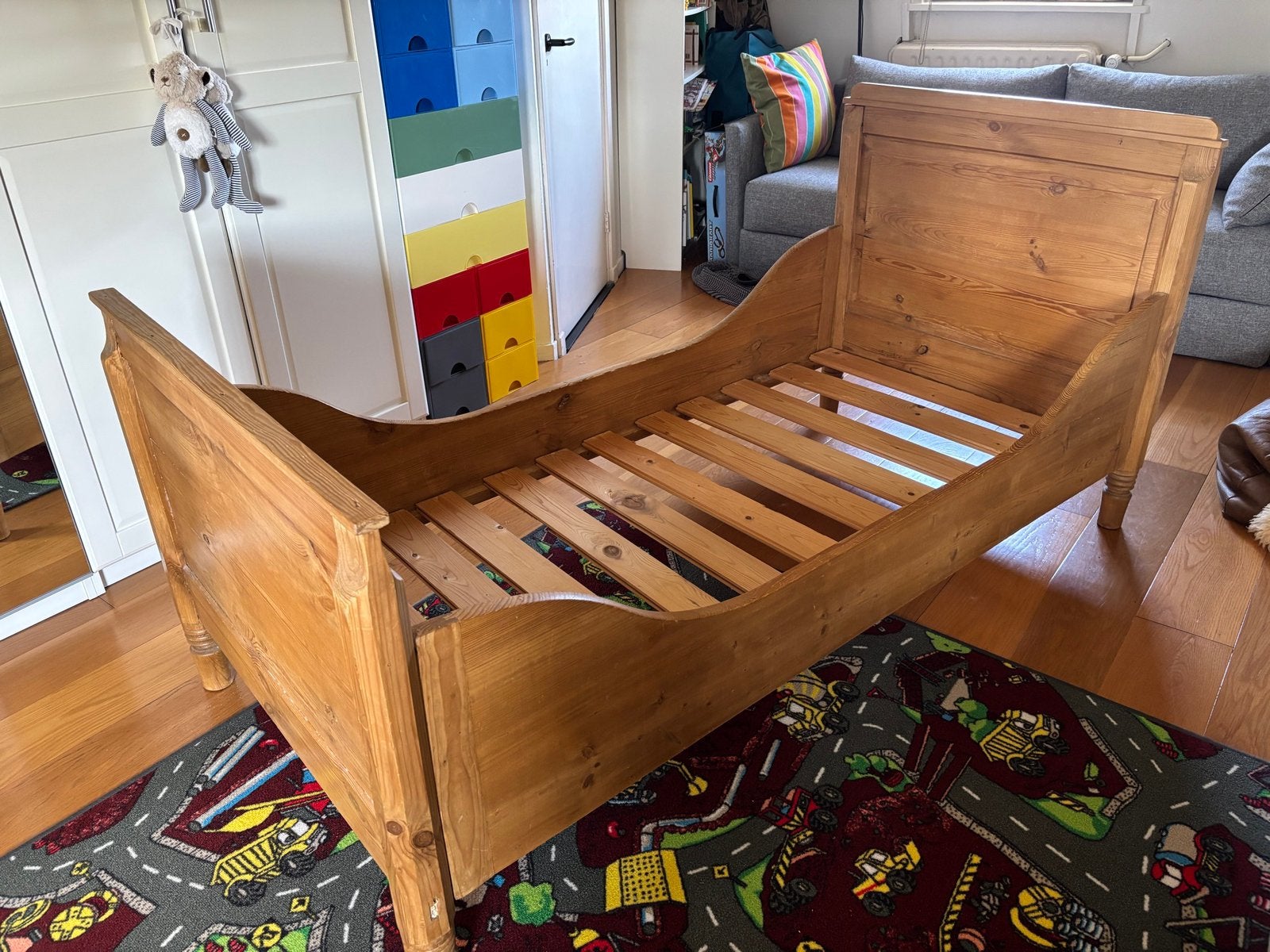 Fijn ledikant /bed 190cm, Huis en Inrichting, Ophalen, 90 cm, Eenpersoons, Bruin