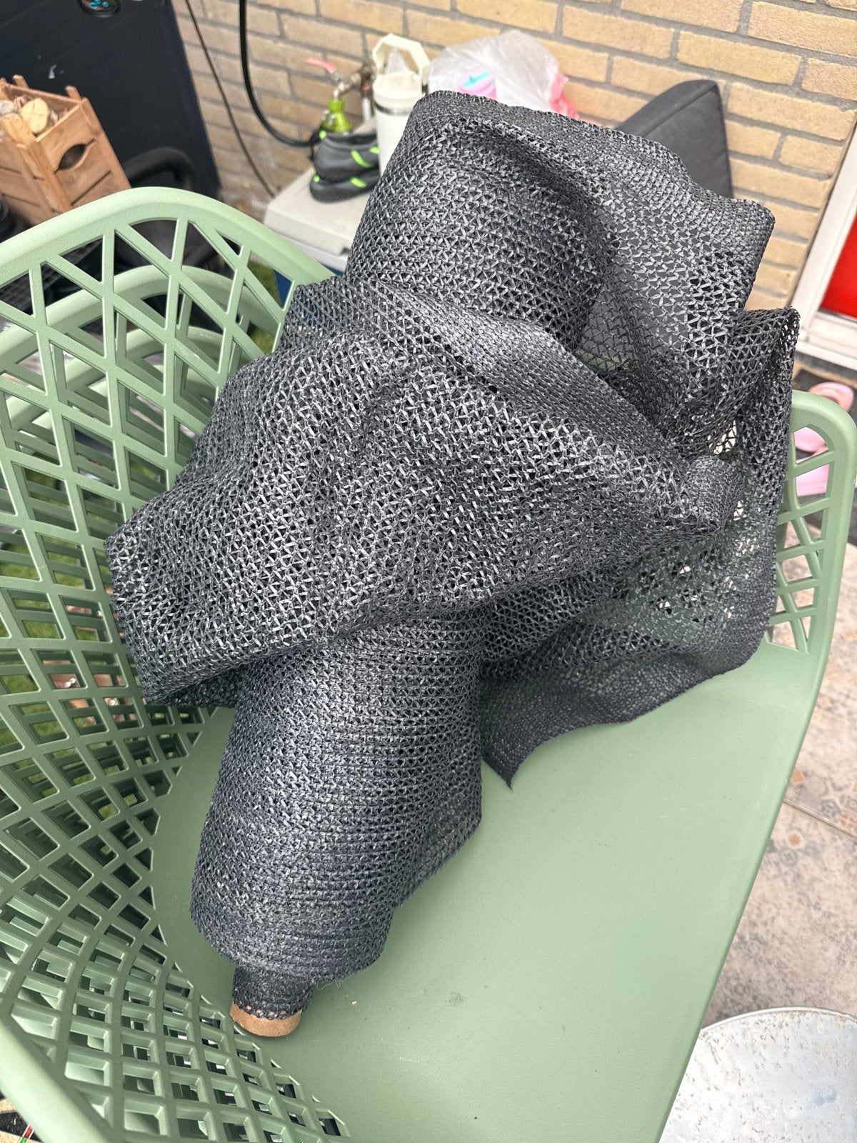 Zwart schaduwdoek/windbreekgaas op rol, Tuin en Terras, Overkappingen, Ophalen of Verzenden, Gebruikt, Overige typen