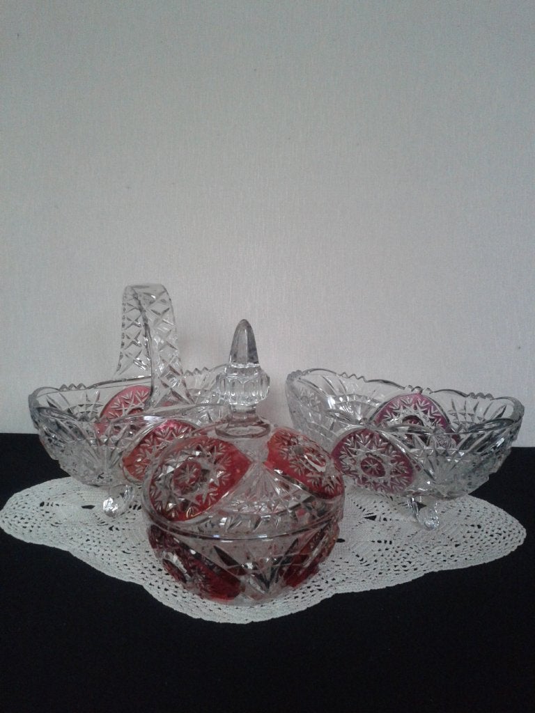 Kristallen Set ~ 3 DELEN ~ Anna Hütte BLEIKRISTAL 24%, Antiek en Kunst, Ophalen of Verzenden