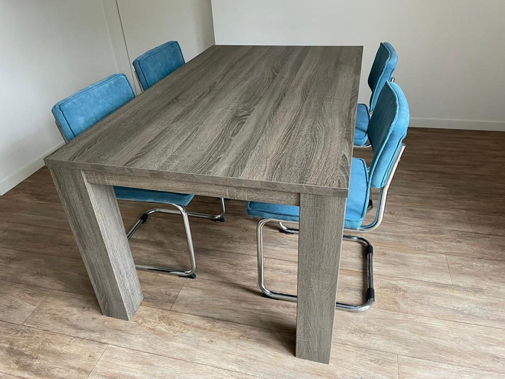 Woonsquare Houten Eettafel 160x95 cm - black oak, Ophalen, Gebruikt, 50 tot 100 cm, 150 tot 200 cm