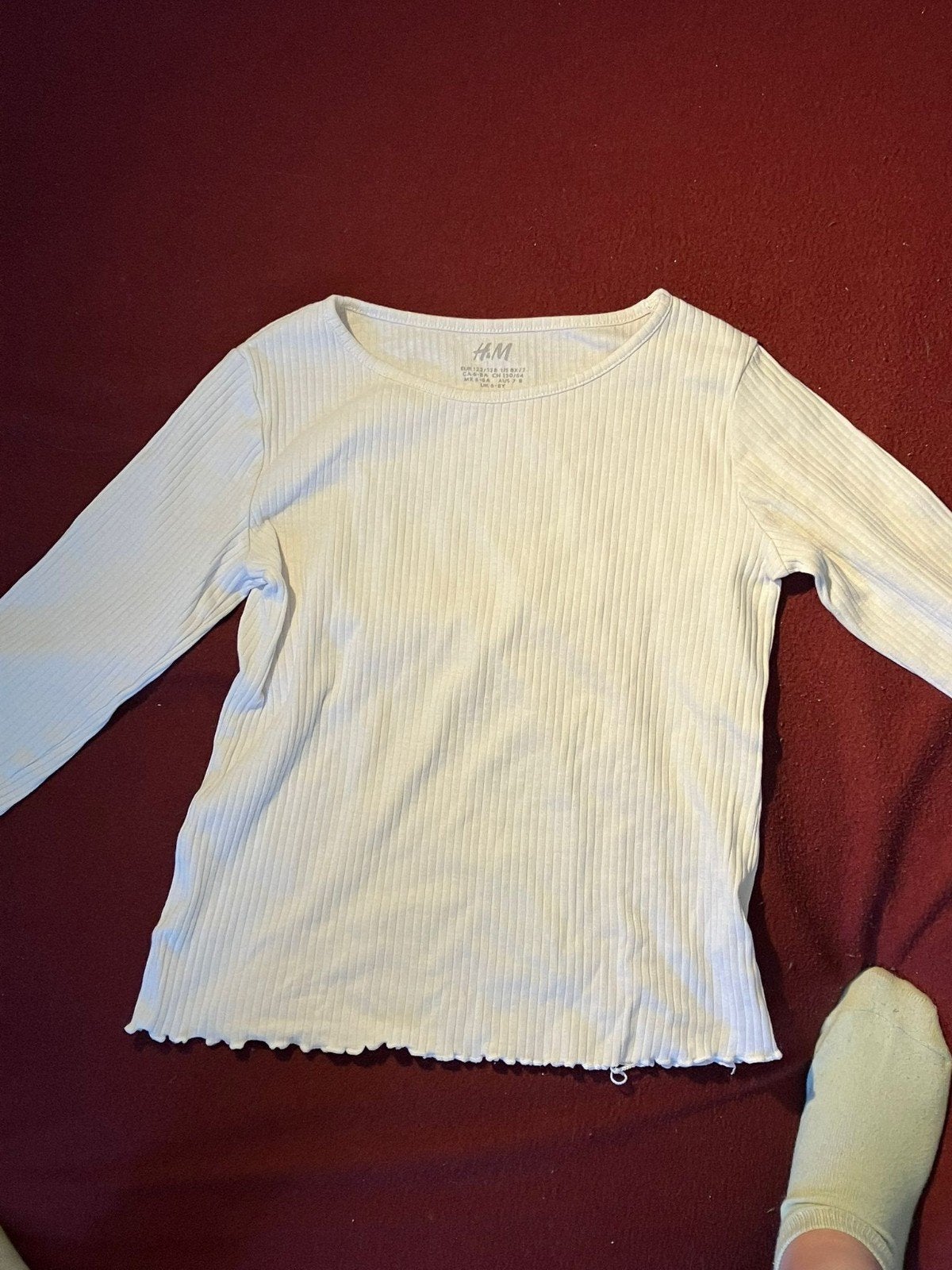 Wit shirt lange mouwen meisjes maat 122/128, Kinderen en Baby's, Kinderkleding | Maat 122, Gebruikt, Meisje, H&M, Ophalen of Verzenden