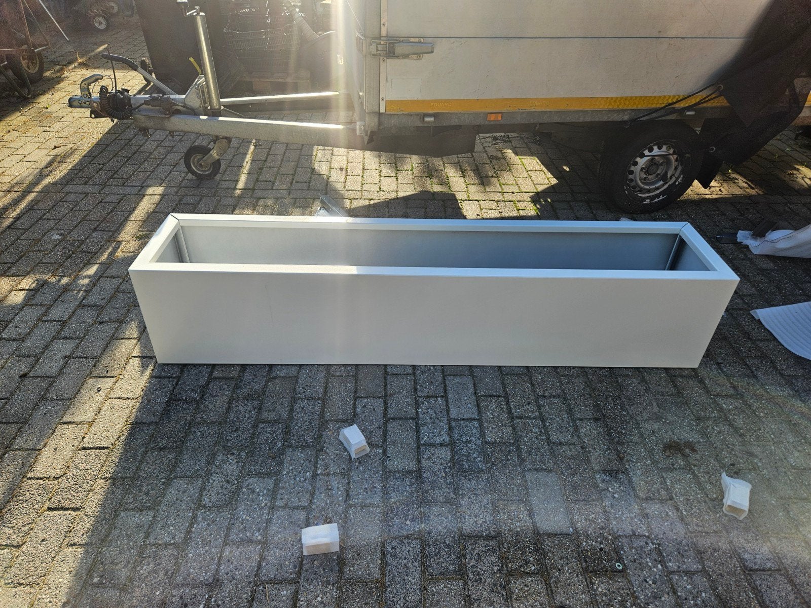 2 st Stalen Plantenbak Verkeerswit 200x40x40 cm prijs per st, Ophalen, 100 cm of meer, Nieuw, Metaal