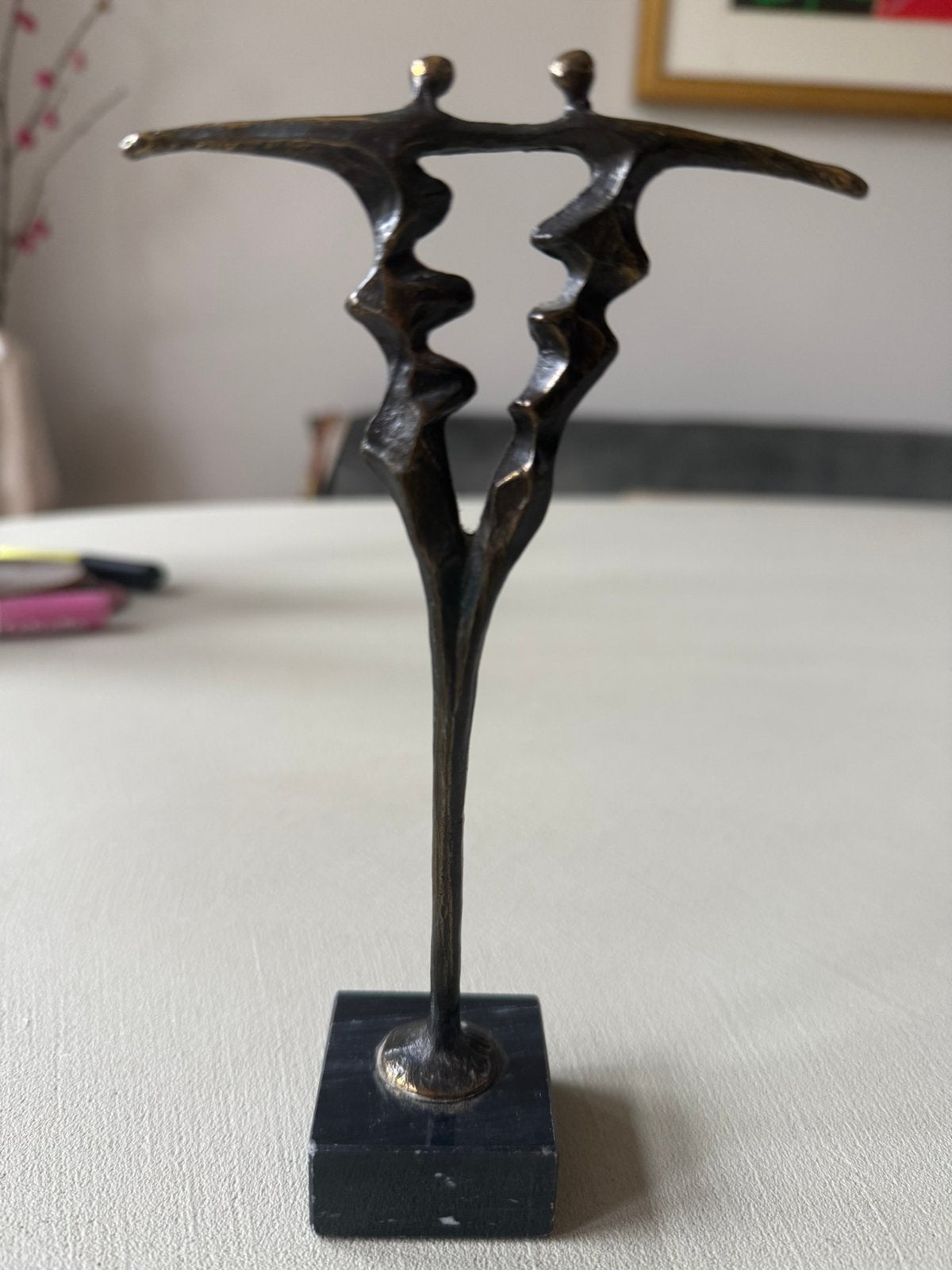 Bronzen beeldje abstract liefdespaar, Ophalen of Verzenden