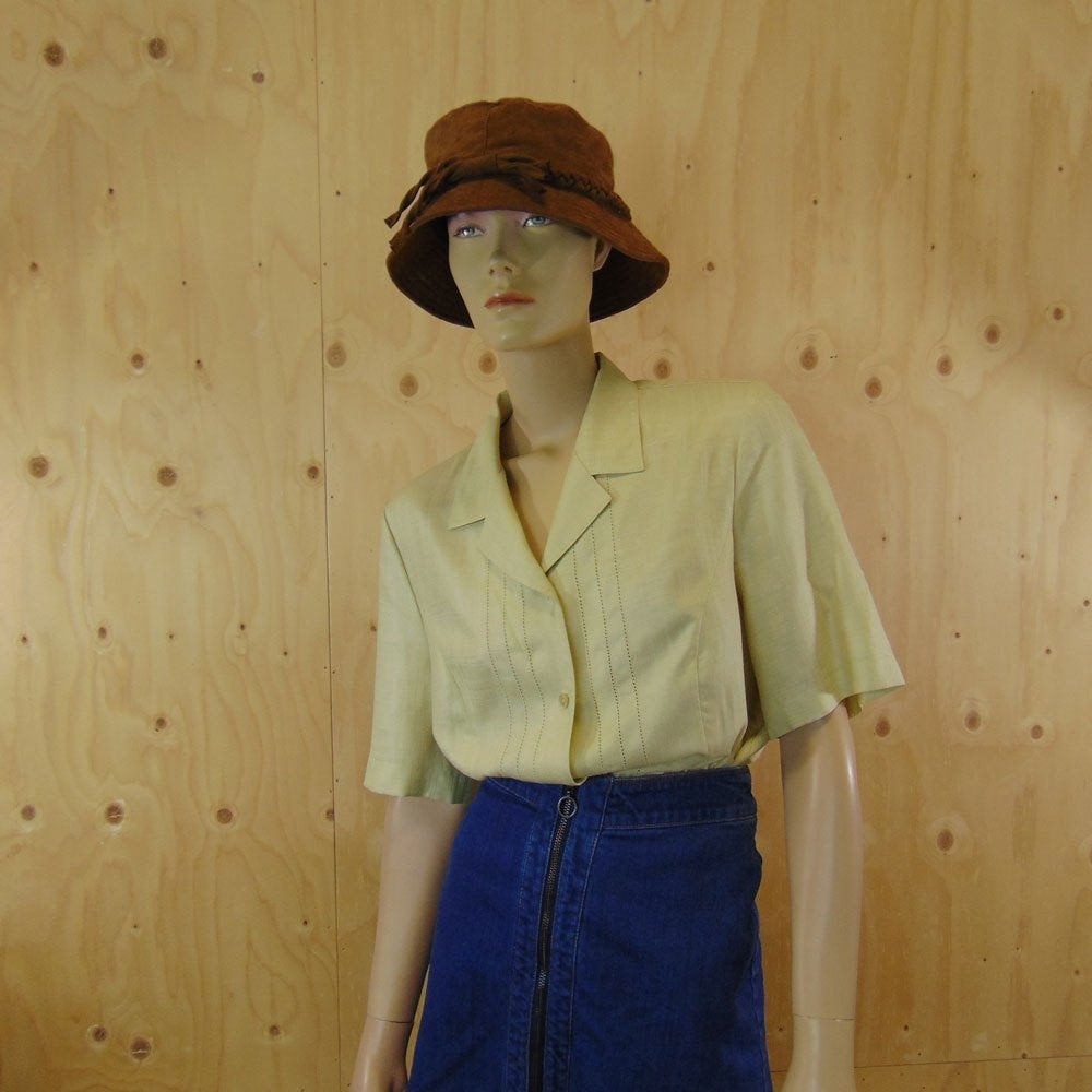 Nineties beige blouse met korte mouwen maat 38, Maat 38/40 (M), Verzenden, Beige, Zo goed als nieuw