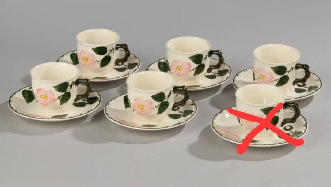 5 kopjes villeroy&boch wild rose, Ophalen, Zo goed als nieuw, Overige stijlen, Kop(pen) en/of Schotel(s)