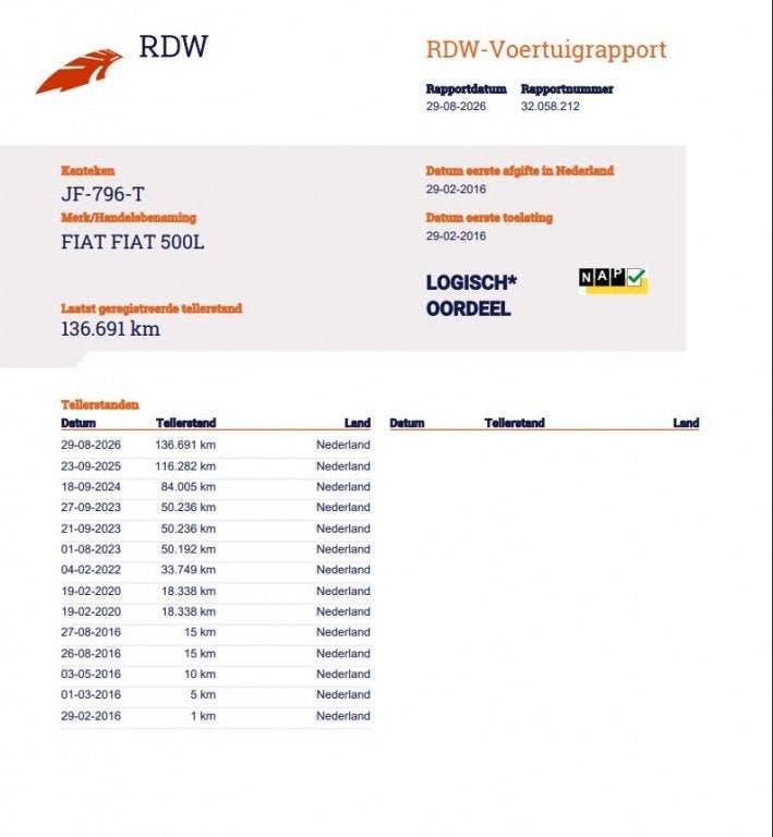 Fiat 500L Living 0.9 Lounge 7 persoons | Navi | Cruise | Cli, 21 km/l, Gebruikt, Origineel Nederlands, Bedrijf