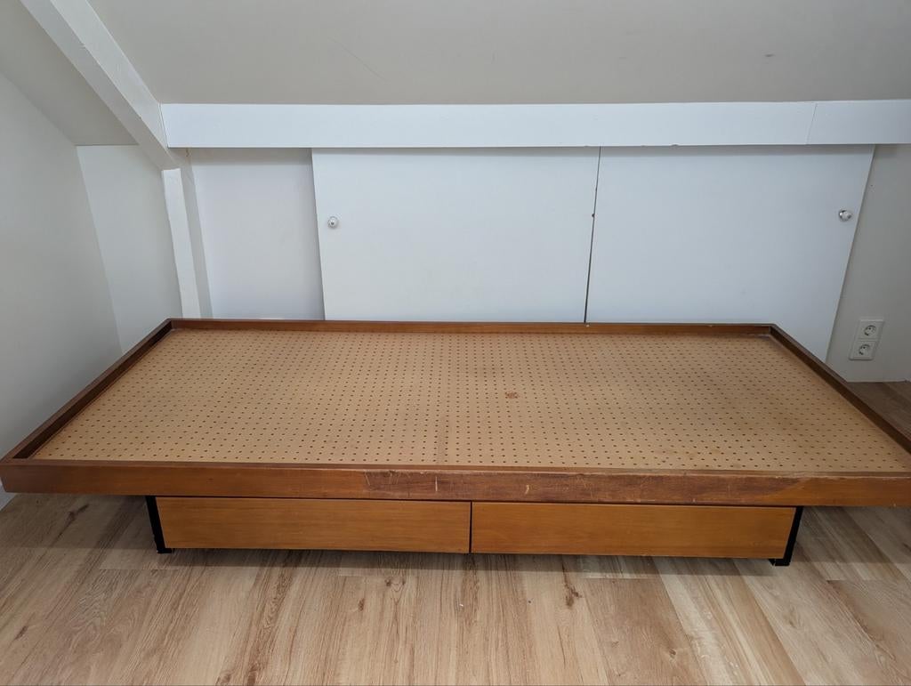 Vintage Daybed met Opbergladen - Jaren '60 Stijl, Ophalen, Gebruikt, Eenpersoons, Bruin