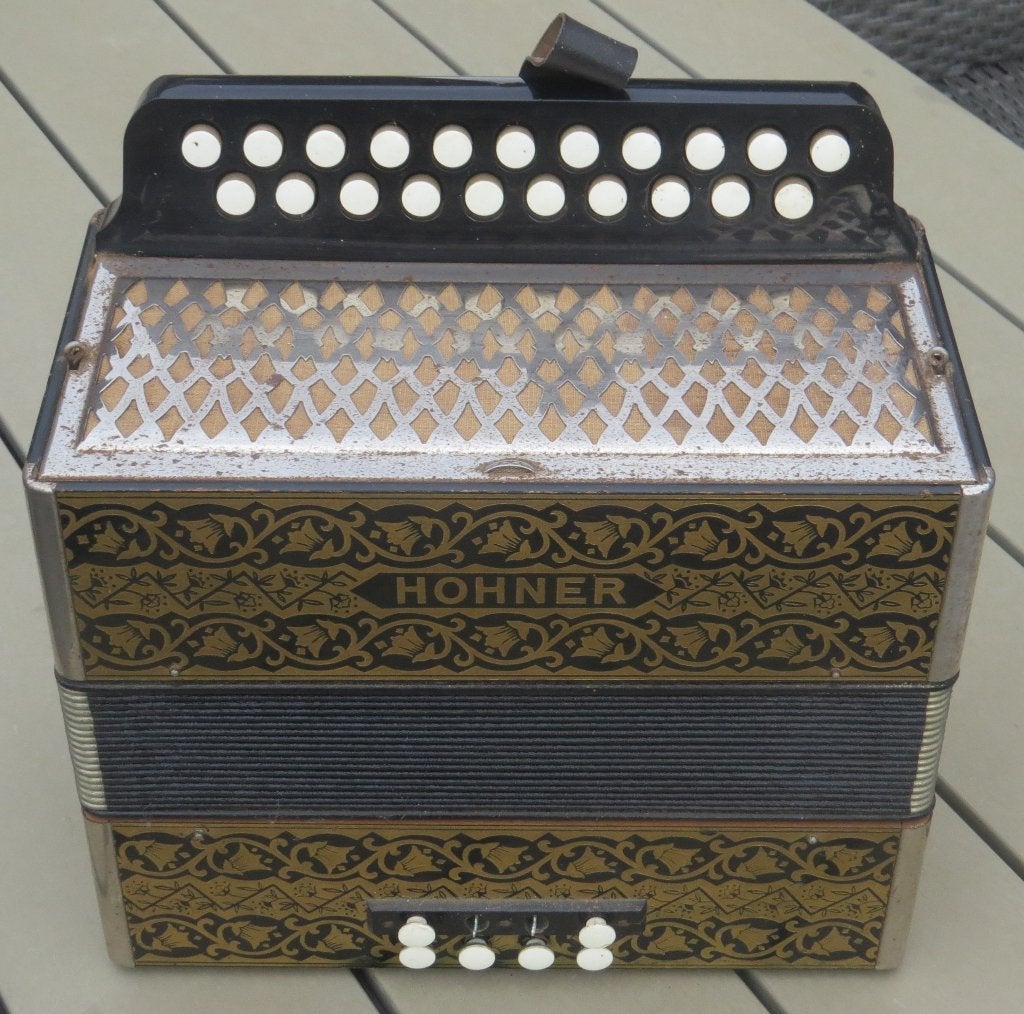 Hohner Goudbrand accordeon, Muziek en Instrumenten, Accordeons, Gebruikt, Overige formaten, Ophalen of Verzenden, Knopaccordeon