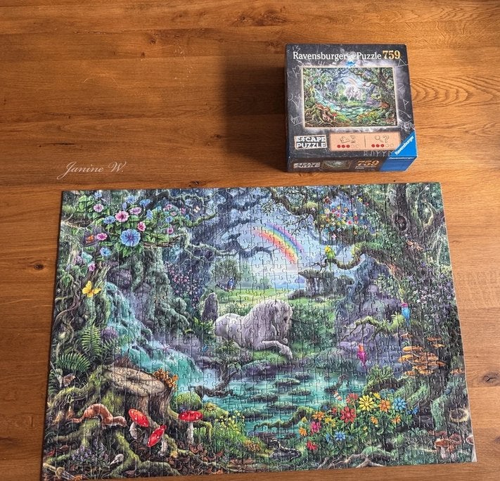 Puzzel Ravensburger Escape Unicorn - 759 stukjes (compleet), Ophalen of Verzenden, 500 t/m 1500 stukjes, Gebruikt, Legpuzzel