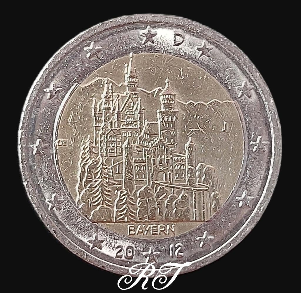 Duitse 2 euro munt Bavaria Neuschwanstein kasteel 2012  (J)., Postzegels en Munten, Munten | Europa | Euromunten, Ophalen of Verzenden