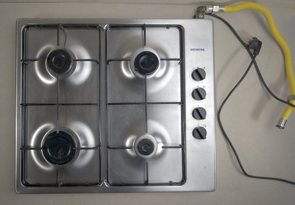 Siemens RVS Gasfornuis, vlambeveiliging en vonkontsteking, Witgoed en Apparatuur, Fornuizen, Ophalen, Gebruikt, Minder dan 85 cm