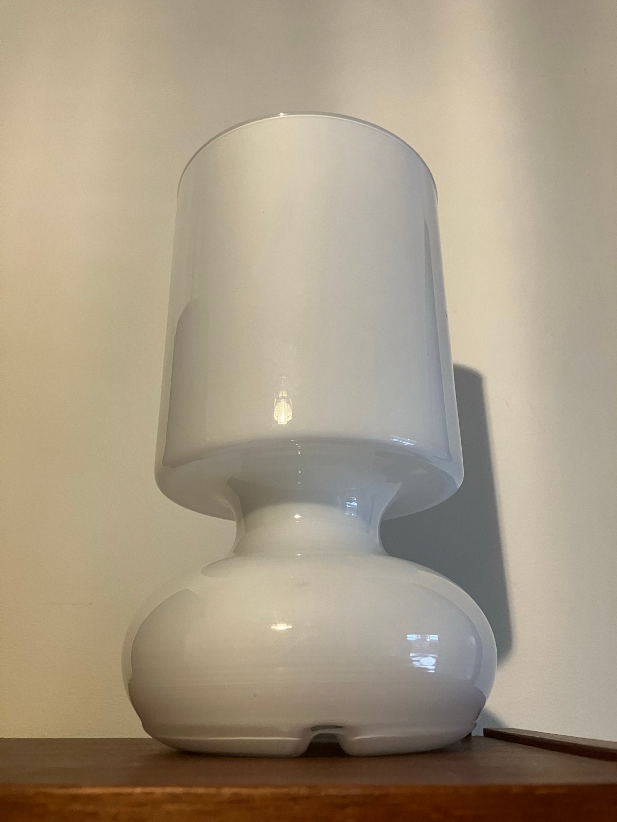 Vintage IKEA Lykta tafellamp wit matglas, Gebruikt, Vintage, 24 cm, Wit