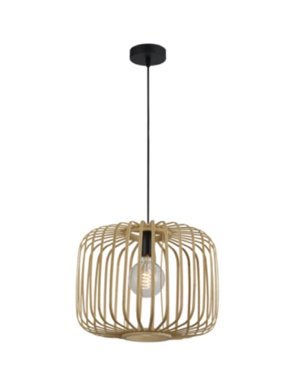 Moderne houten hanglamp Lieve Gamma, Huis en Inrichting, Lampen | Hanglampen, Ophalen, Zo goed als nieuw, Hout, E27 (groot)