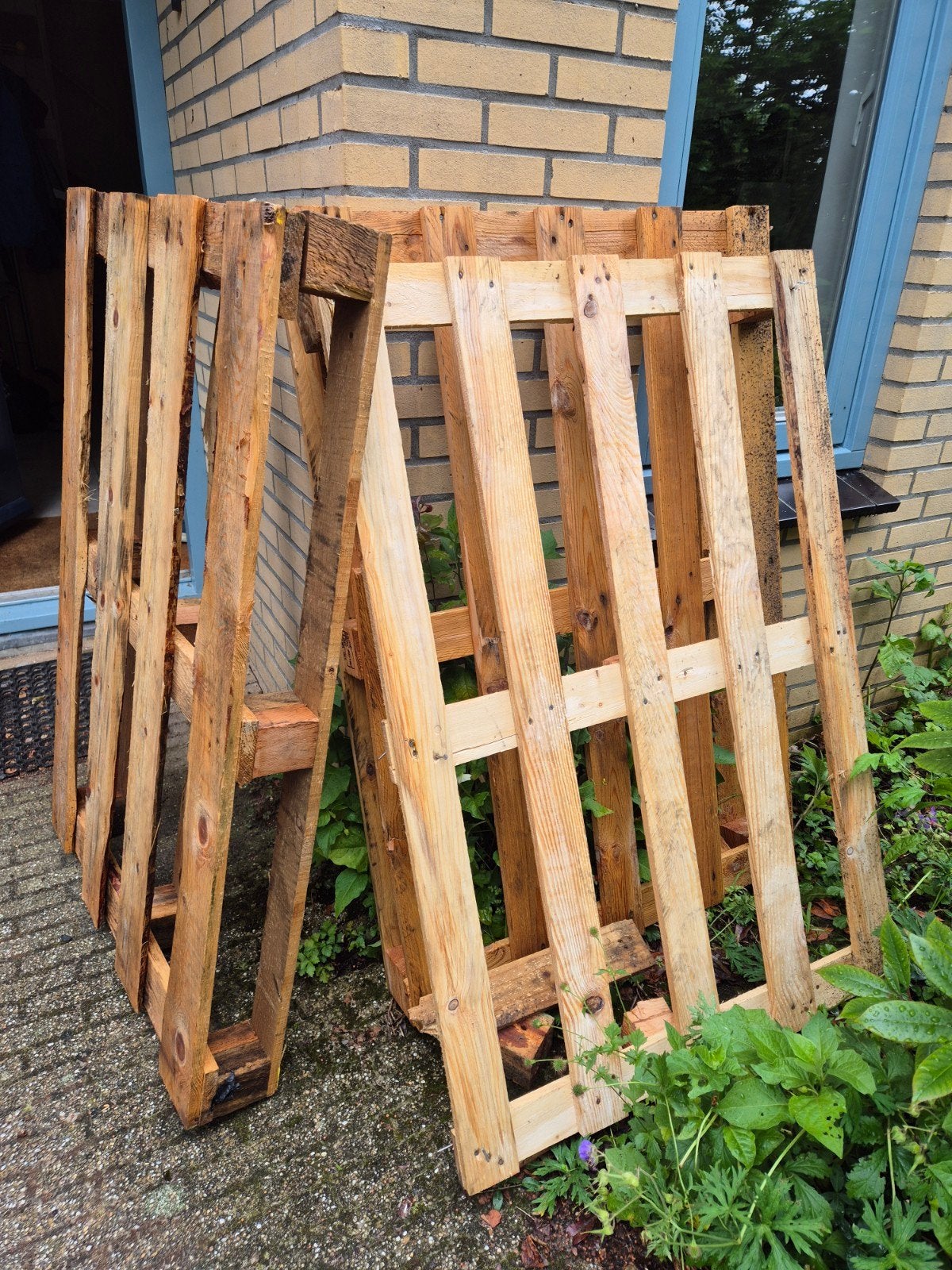 3 pallets, Doe-het-zelf en Verbouw, Hout en Planken, Ophalen, 50 mm of meer, Pallet, Minder dan 200 cm