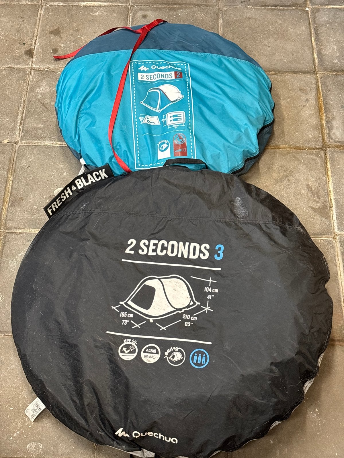 Quechua 2 Seconds Tent - 2 en 3 persoons, Ophalen of Verzenden, Zo goed als nieuw, Tot en met 3