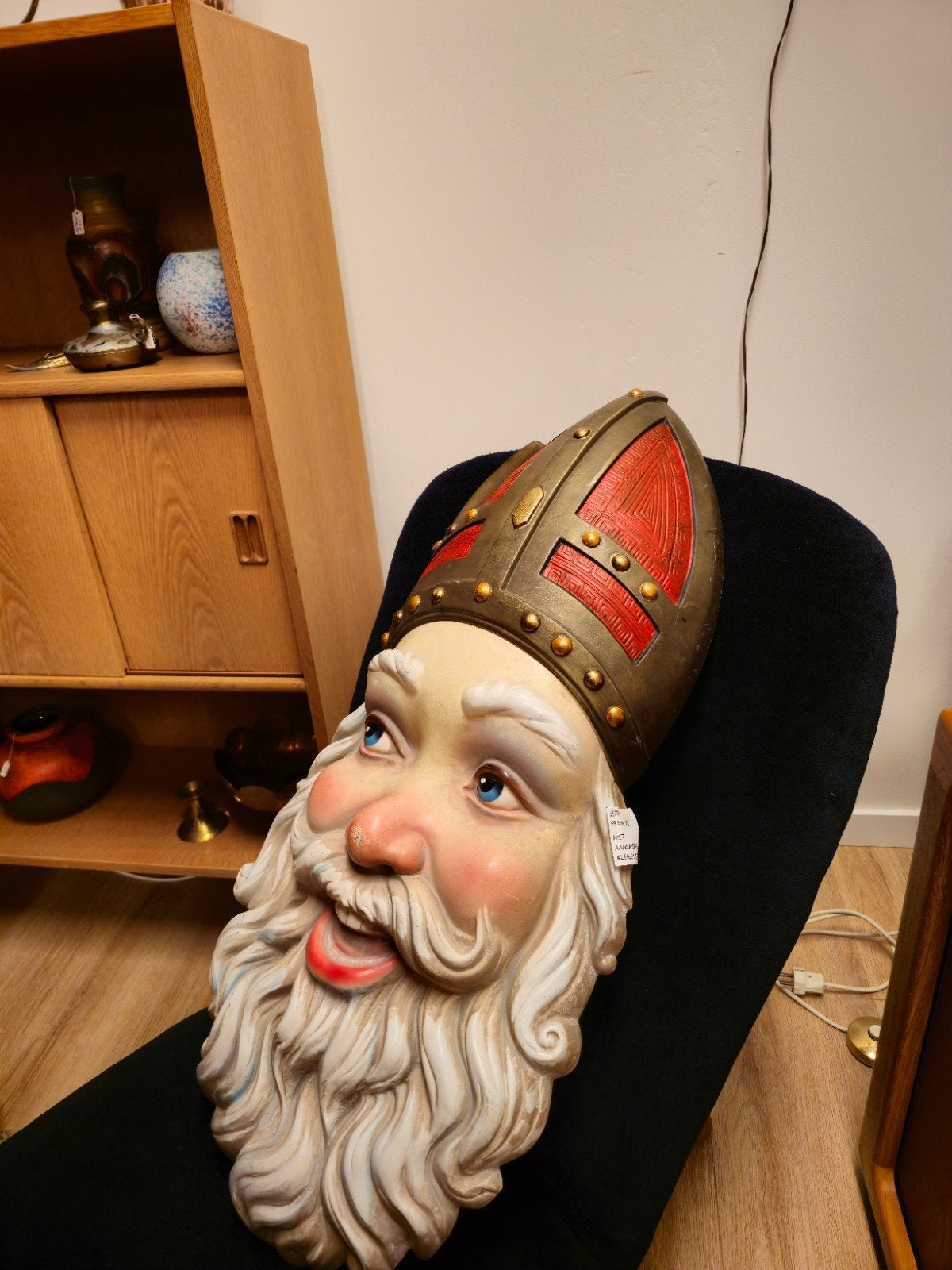 Vintage Sinterklaas Sint Hoofd Etalage Etalagematriaal, Ophalen of Verzenden, Nvt, Nvt, Nvt