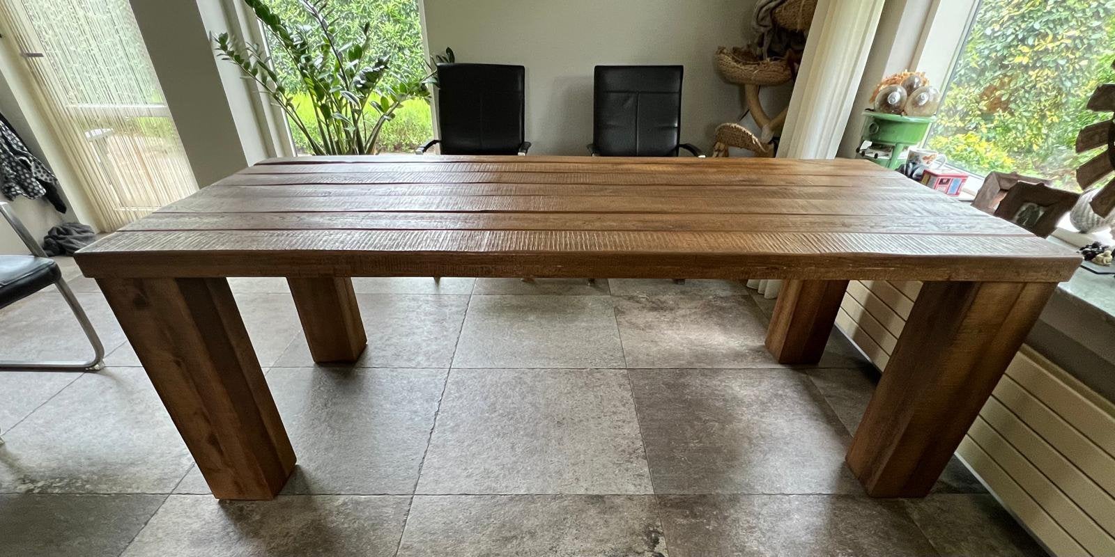 Boeren eiken tafel, Ophalen, Gebruikt, Eikenhout, 200 cm of meer