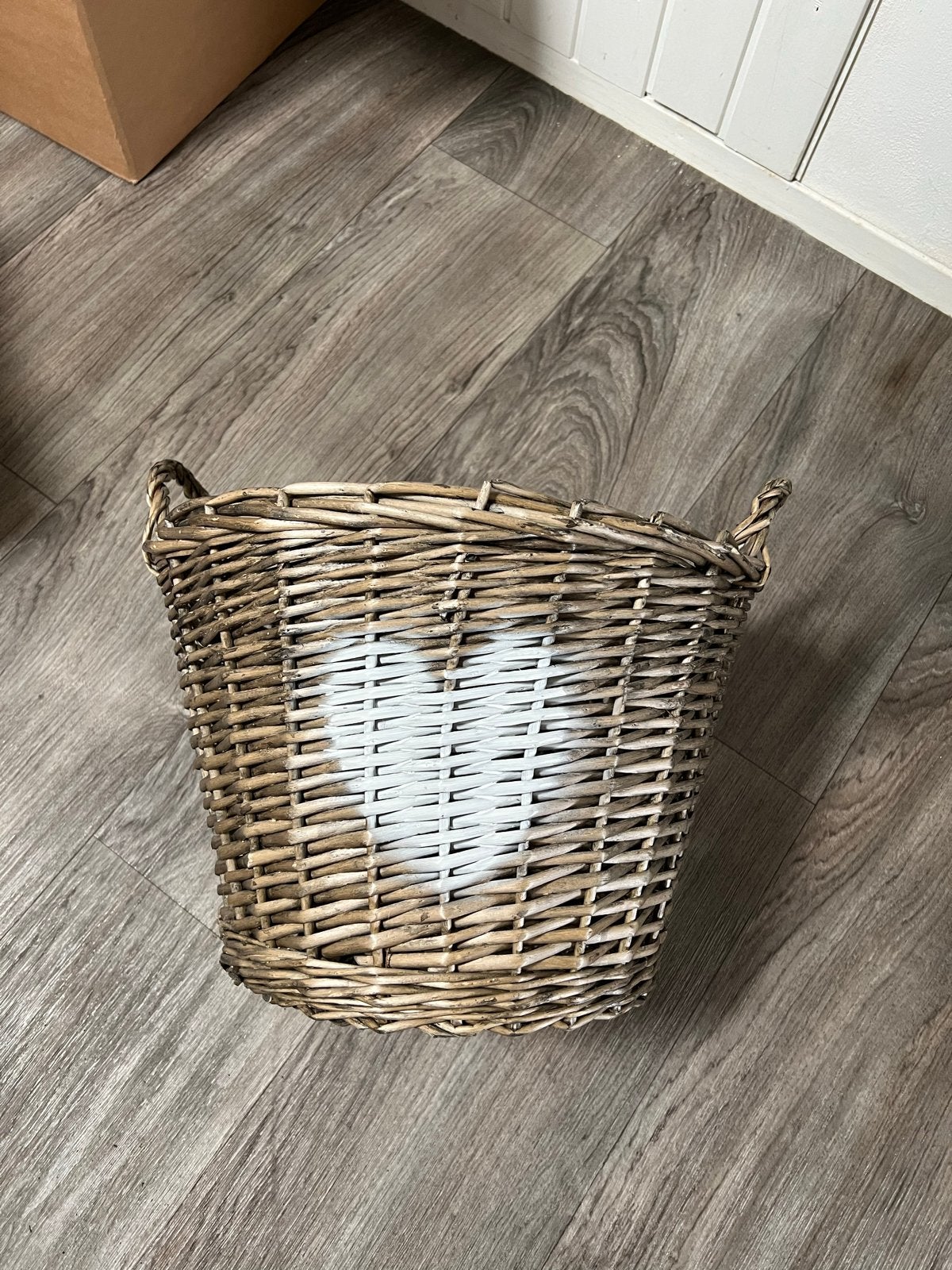 Rieten mand met hart, 45 cm diameter, met handvaten, Ophalen, Overige materialen, Minder dan 50 cm, Gebruikt