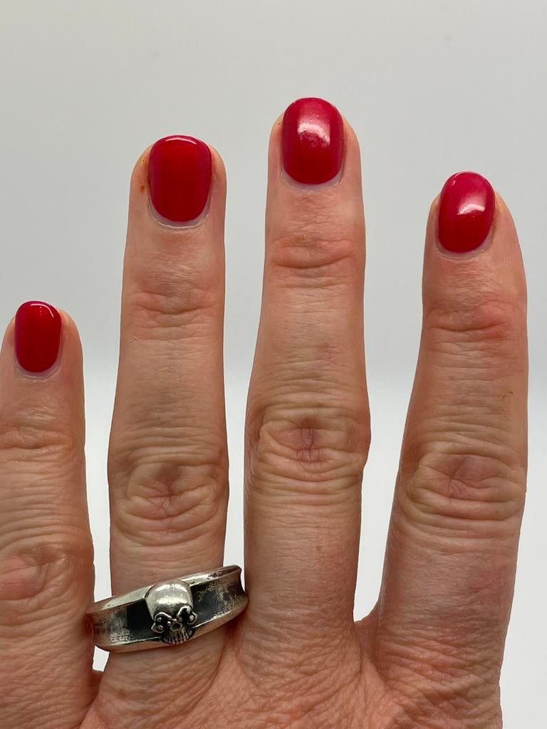 C979 Prachtige zilveren ring skull maat 20, Sieraden, Tassen en Uiterlijk, Ringen, 20 of groter, Ophalen of Verzenden, X, Dame