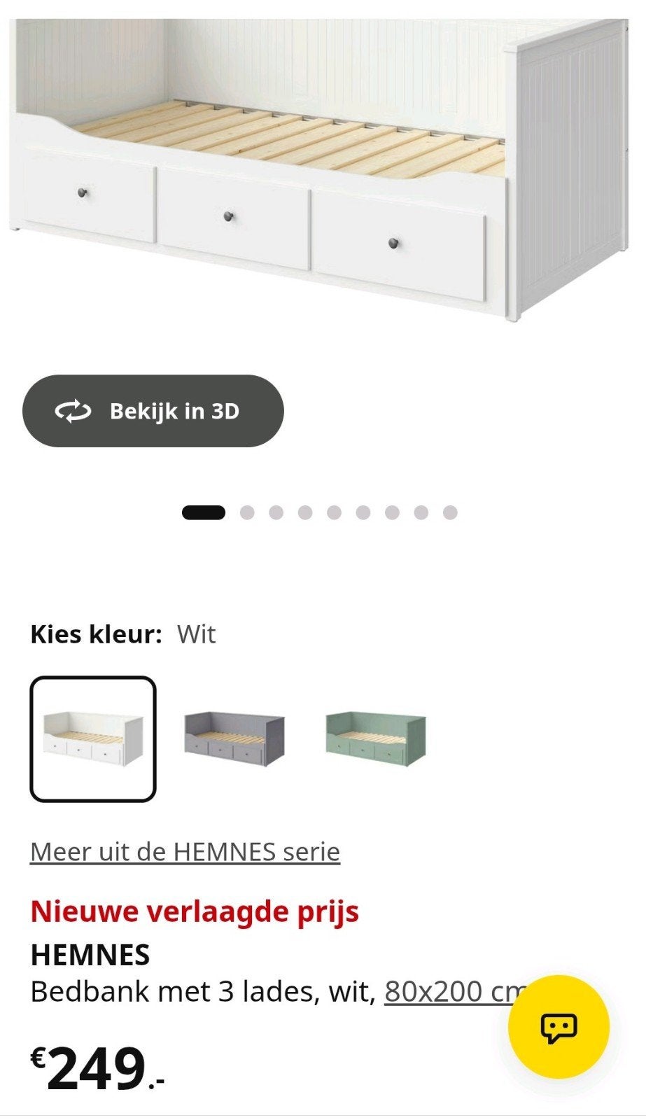 Hemnes bed 2x van Ikea (bedbank), Ophalen, Eenpersoons, Wit, 80 cm