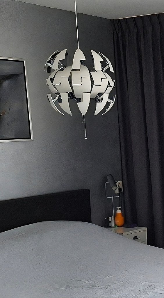 Zgan ikea PS 2014 wit/ zilver hanglamp 35 cm, Ophalen, Zo goed als nieuw, Metaal, Modern