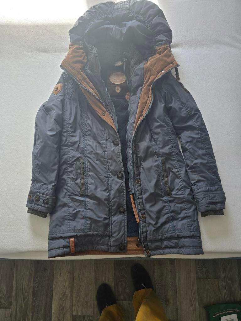 Naketano winterjas 'a woman will rise up' maat M, Maat 38/40 (M), Blauw, Ophalen of Verzenden, Zo goed als nieuw
