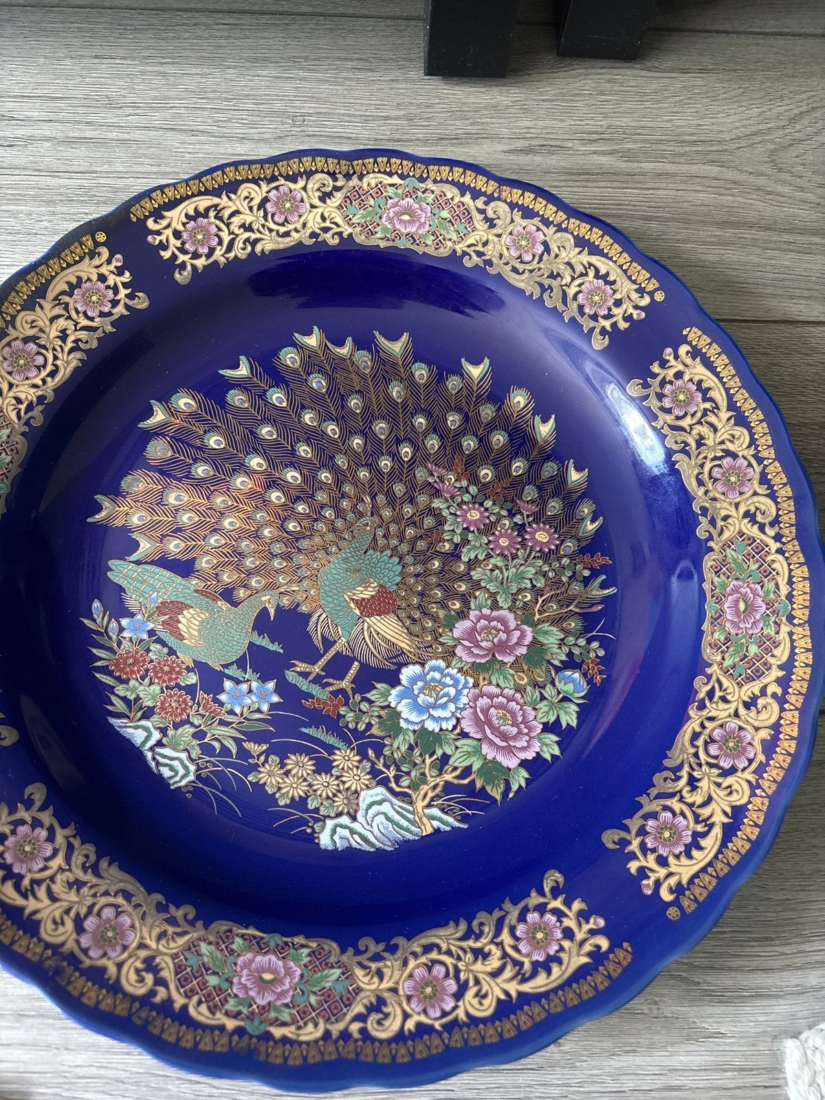 Decoratieve Chinese schaal met pauwenmotief, Ophalen