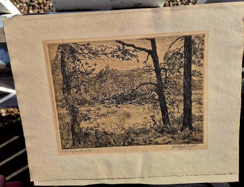 Johan D. SCHERFT (1891 - 1969) Ven bij Oisterwijk, ~1930 ets, Antiek en Kunst, Kunst | Etsen en Gravures, Origineel, Ets, Ophalen of Verzenden