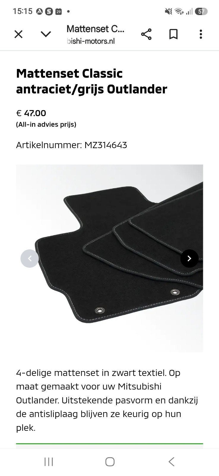 Nieuwe Mattenset Classic antraciet/grijs Outlander, Ophalen of Verzenden