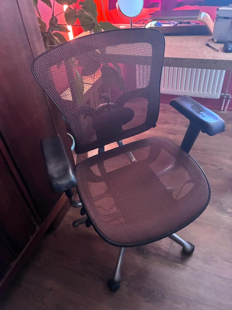 Extra brede bureaustoel, Ophalen, Gebruikt, Bruin, Bureaustoel