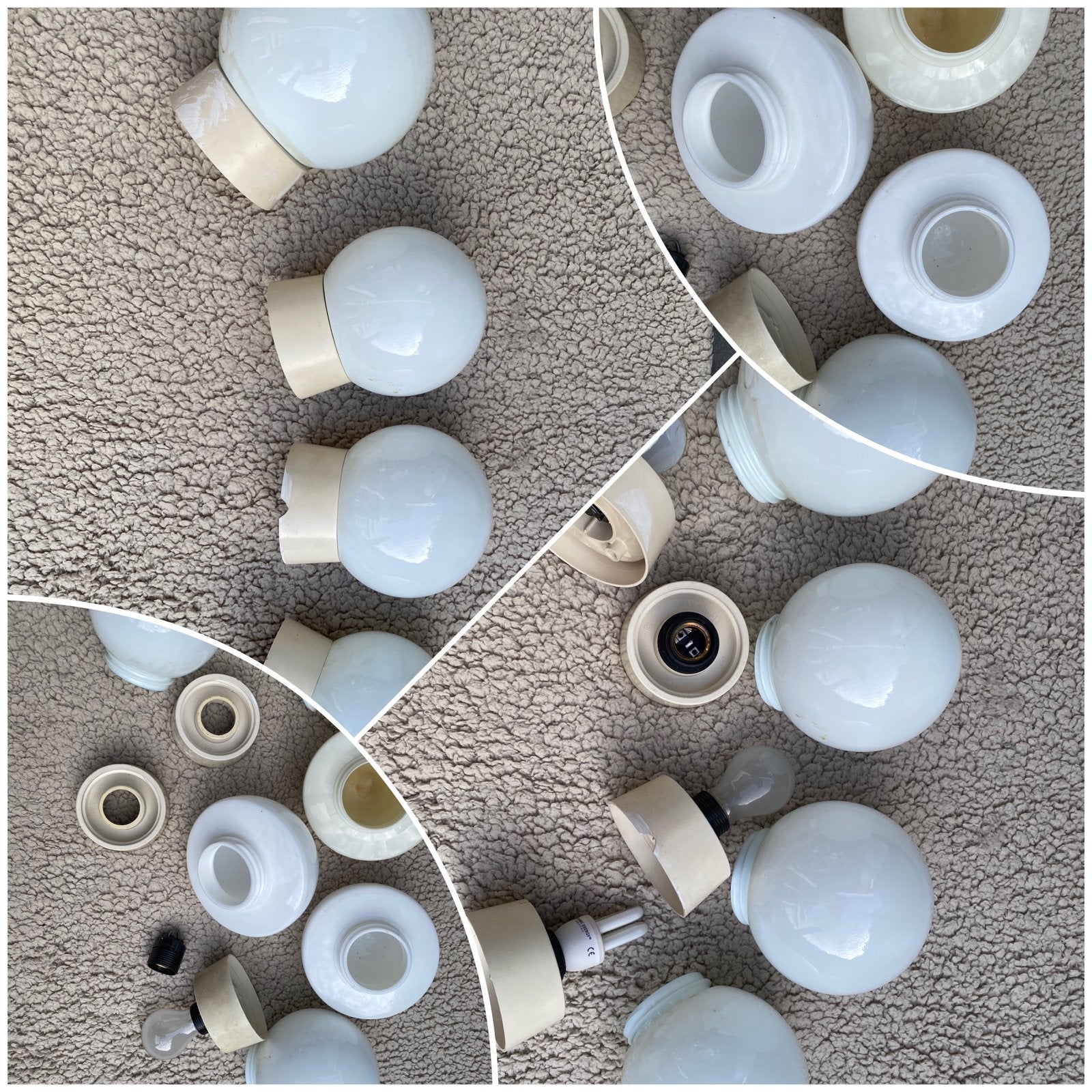 Alles voor € 10,- / Vintage Melkglas Bol Lampen, Wit, Overige merken, Gebruikt, Glas