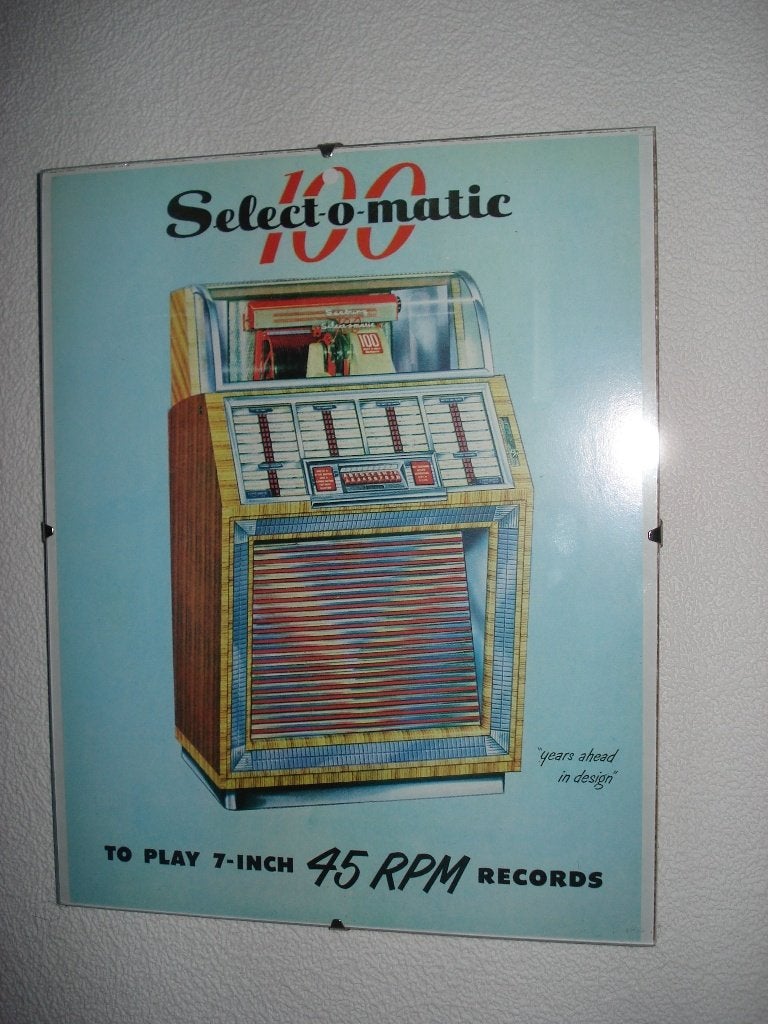 Seeburg M100B    in Lijst    30 x 24 cm, Verzamelen, Ophalen of Verzenden, Zo goed als nieuw, 1950 tot 1960, Seeburg