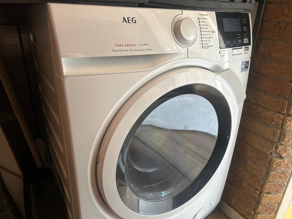 AEG 7000 SERIES KOMBI Wasmachine/Droger 8/4kg DualSense, 8 tot 10 kg, Ophalen of Verzenden, Zo goed als nieuw, 85 tot 90 cm