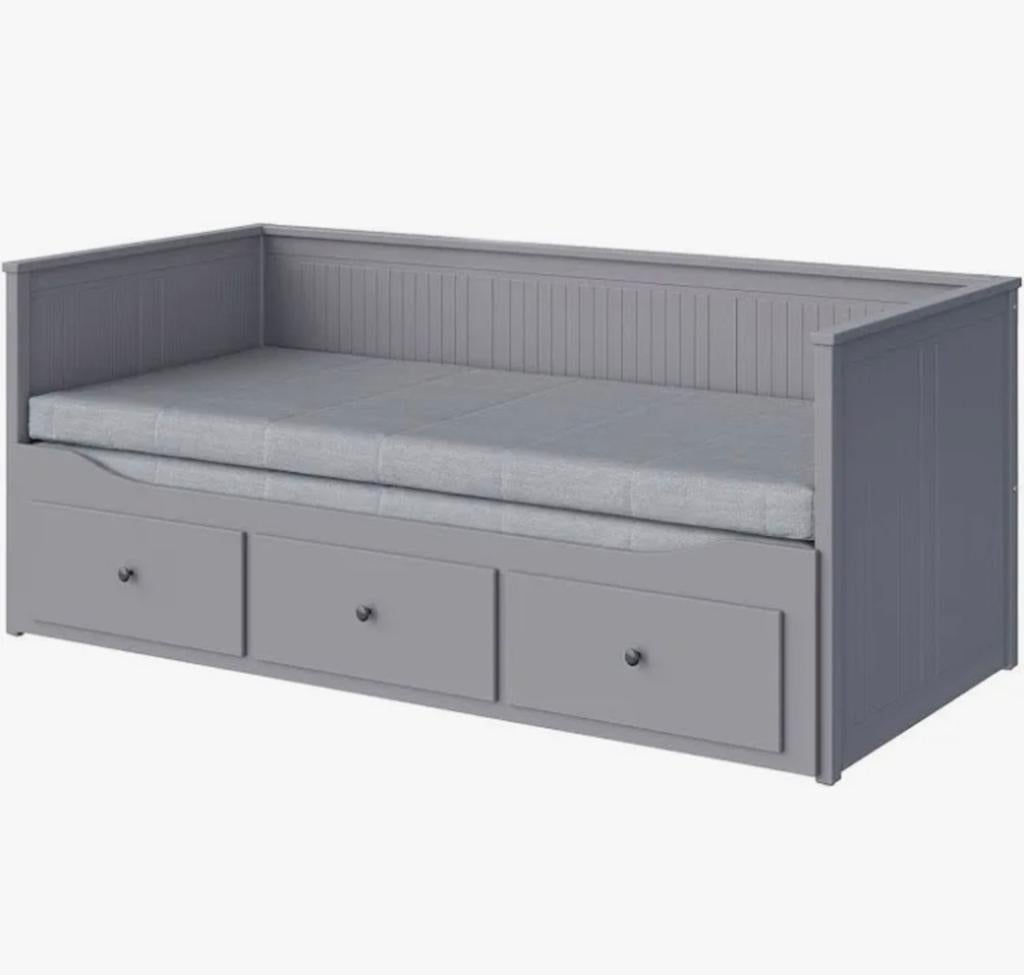Bedbank grijs HEMNES IKEA, Huis en Inrichting, Slaapkamer | Bedden, Ophalen, Tweepersoons, Zo goed als nieuw, 80 cm