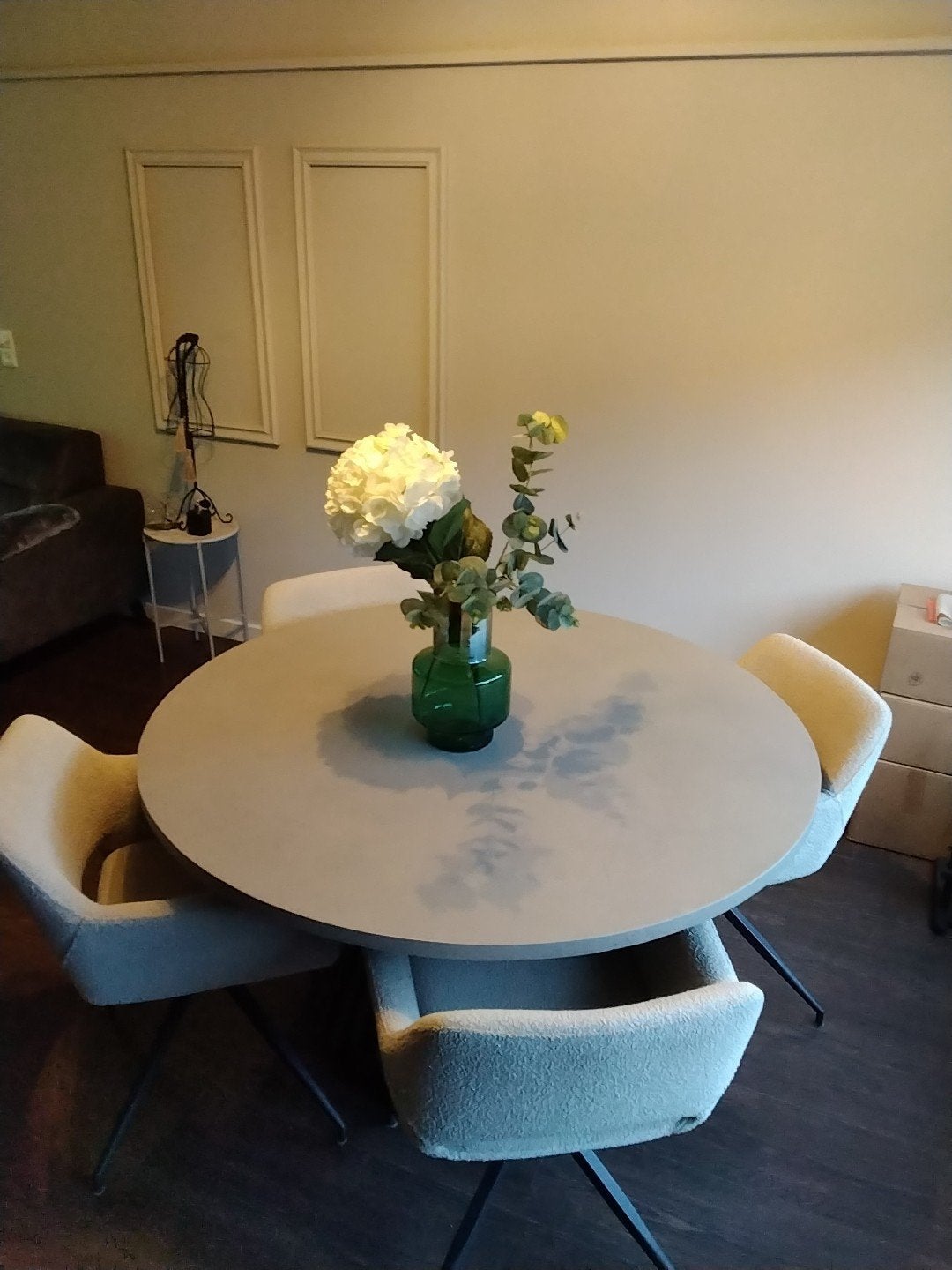 Eettafel met 4 draaibare stoelen, Huis en Inrichting, Ophalen, Rond, Zo goed als nieuw, 100 tot 150 cm