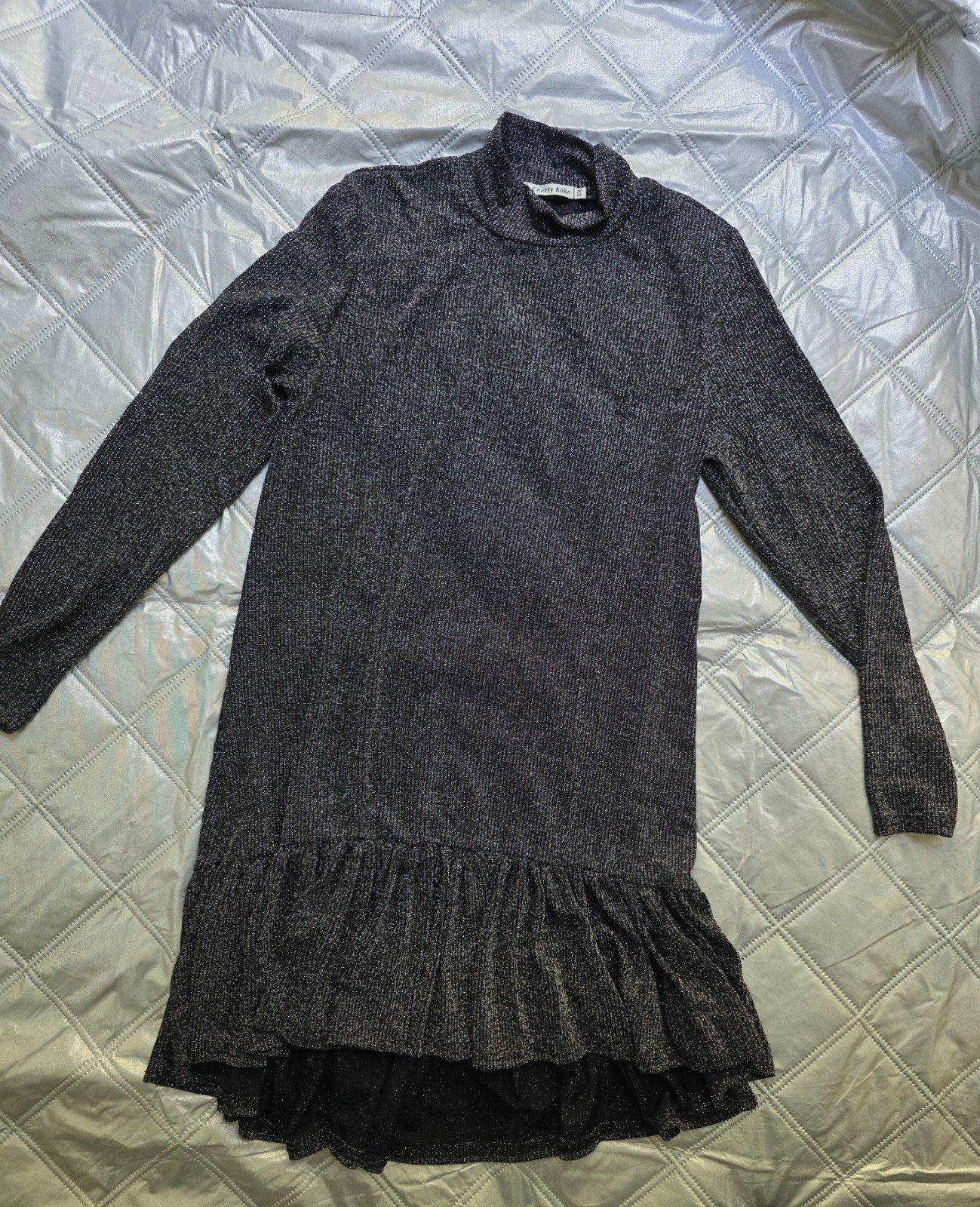 Cherry koko Zwarte glitterjurk galajurk met col maat s/m, Kleding | Dames, Ophalen of Verzenden, Zo goed als nieuw, Zwart