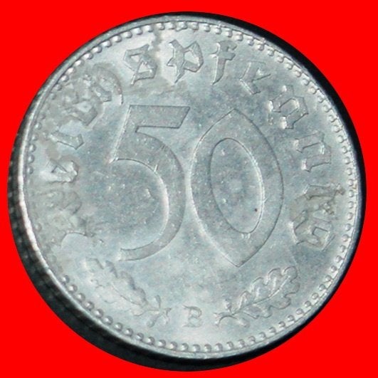 Ⰺ THIRD REICH (1933-1945): GERMANY 50 PFENNIG 1943B SWASTIKA, Postzegels en Munten, Ophalen of Verzenden, Duitsland, Losse munt