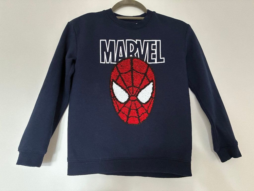Donkerblauw Marvel Spiderman sweatshirt maat 134/140 H&M, Trui of Vest, H&M, Ophalen of Verzenden, Zo goed als nieuw