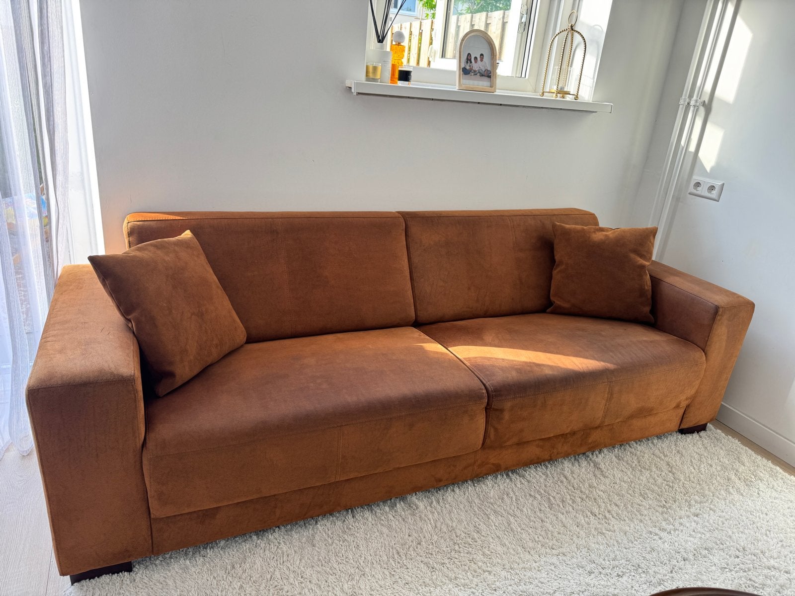 MOET VANDAAG WEG !!! Comfortabele bruine bank - 3-zits, Ophalen, Gebruikt, Driepersoons, 75 tot 100 cm