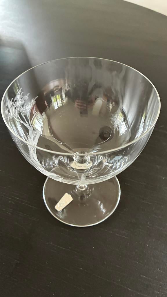 Moser vintage champagne glas met vogeldecoratie, Antiek en Kunst, Antiek | Glas en Kristal, Ophalen of Verzenden