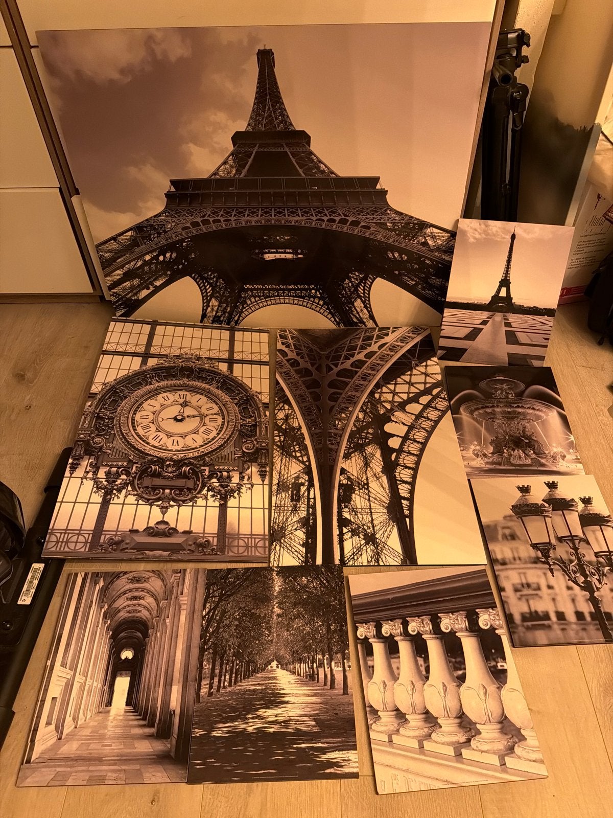 Set van 9 Parijs/Eiffeltoren wanddecoraties, Ophalen, 50 – 75, 75 tot 100 cm, Print
