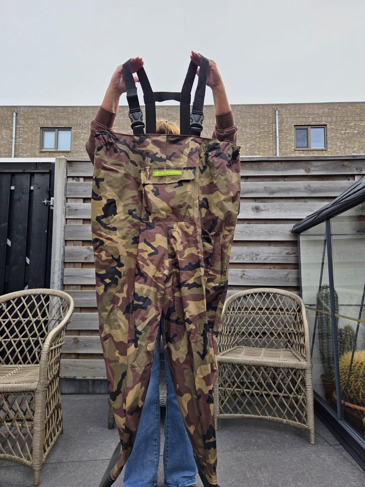 Camouflage waadpak met laarzen - Ideaal voor vissen, Ophalen of Verzenden, Gebruikt, Kleding